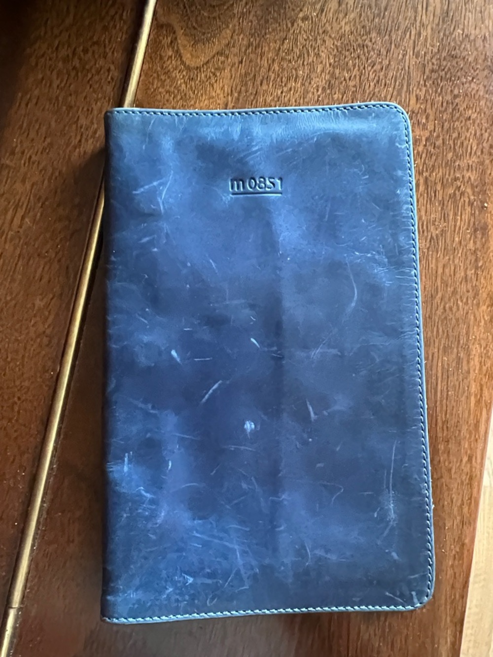 Leather card holder wallet  in slate gray — m0851